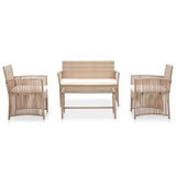 vidaXL Salon de Jardin 4 pcs avec Coussins Mobilier de Jardin Meubles d'Extérieur Mobilier de Patio Mobilier de Terrasse Résine Tressée Beige