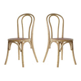 EME Lot de 2 chaises de salle à manger Thonet naturel. Chaises rustiques fabriquées en bois d'orme avec assise en rotin. Couleur naturelle. Comprend 2 unités.