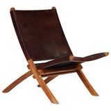 Générique Chaise de Relaxation Pliable Marron Cuir véritable,Meubles,Fauteuils et chaises,Chaises Pliantes & tabourets,Brun,9.66 KG,246363