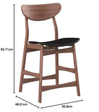 Baxton Studio Lot de 2 tabourets de comptoir rembourrés en similicuir de style scandinave latina, 61 cm, noir