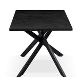 B&D home Table à manger LARS, extensible 120-160 x 80 cm, 4-6 personnes Table de cuisine Table en bois avec structure en croix noir pour cuisine, salle à manger, design industriel moderne, marbre-noir
