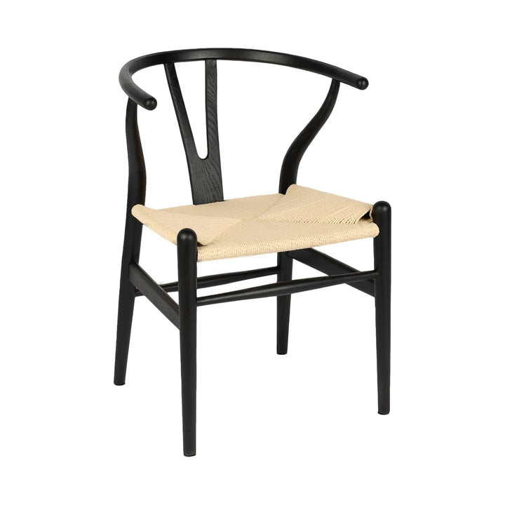 VODUR Wishbone Chaise de salle à manger en bois massif naturel/chaise Hans Wegner Y en rotin et bois – Lot de 1 chaise en bois de frêne – Noir + couleur naturelle VODUR Wishbone Chaise de salle à manger en bois massif naturel/chaise Hans Wegner Y en rotin et bois – Lot de 1 chaise en bois de frêne – Noir + couleur naturelle