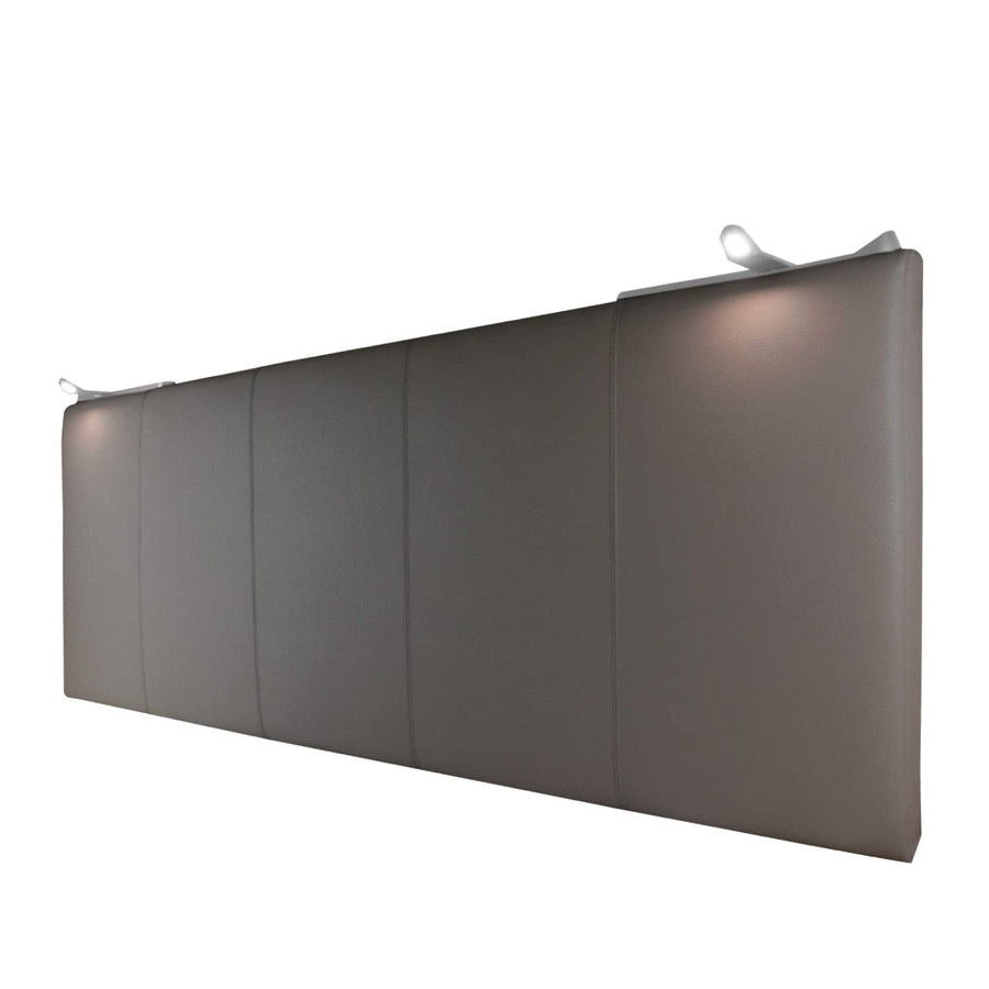P17- Tête de Lit en Simili Cuir | 2 Lampes | Traitement: Rayures | Dimensions: 160 x 60 cm | Couleur: Elephant