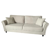 CONCEPT USINE | Canapé Droit en Tissu Effet Lin 4 Places | Lucerne Beige | Design Moderne et Elégant | Confort Luxueux | Coussins Assortis | Dimensions 212 x 78 x 87 cm