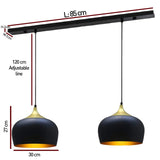 bamyum Lot de 2 Suspension Luminaire Moderne en Bois et Metal, Lustre Salle à Manger Ronde de 30 cm, Lustre Cuisine E27 en Métal, Plafonnier, Lampe pour Chambre, Salon, Couloir, Noir