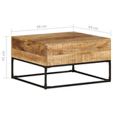 vidaXL Bois de Manguier Brut Table Basse Table d'Appoint Table de Canapé Bout de Canapé Meuble de Salle de Séjour Salon Intérieur 68x68x41 cm