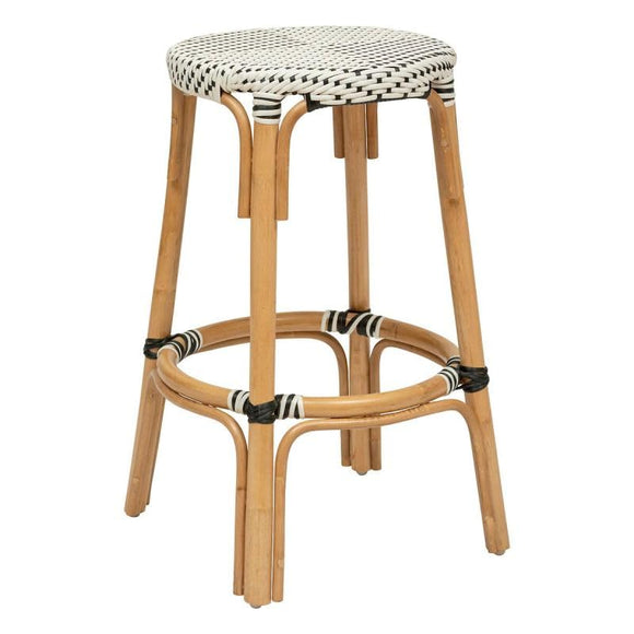 Atmosphera Créateur d'intérieur - Tabouret de Bar Bistrot en Rotin Trecia 66cm Blanc