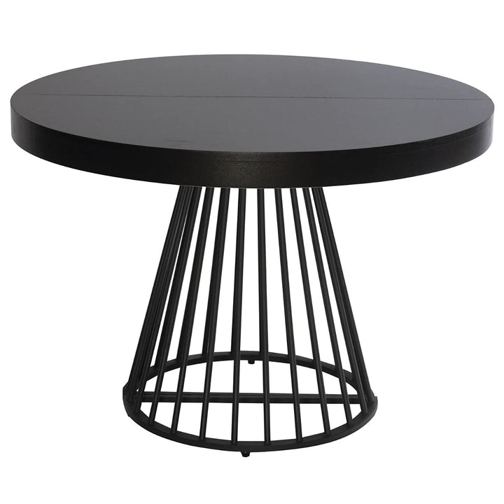 Menzzo Table Ronde Extensible Grivery Noir Pieds Noir