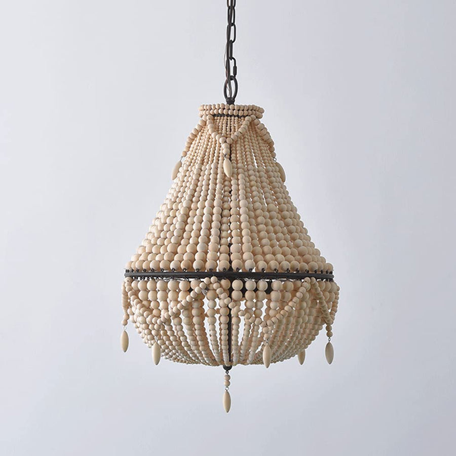 WANQINV Lustre en Perles de Bois de Style bohème Suspension Semi-incrustée de Perles de Bois Faites à la Main Salle à Manger Salon Chambre Plafonnier Suspension E27 3- Lumières 14,97 