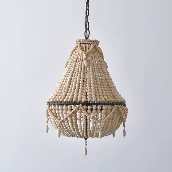 WANQINV Lustre en Perles de Bois de Style bohème Suspension Semi-incrustée de Perles de Bois Faites à la Main Salle à Manger Salon Chambre Plafonnier Suspension E27 3- Lumières 14,97 
