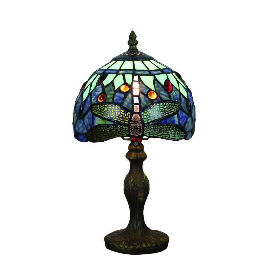 Tokira Lampe de Table Tiffany Libellule Bleu de Mer 8 Pouces, Rétro Vitrail Abat-jour, Lampe Pour le Salon Chambre, Lumières de Restaurant[Sans Ampoule]