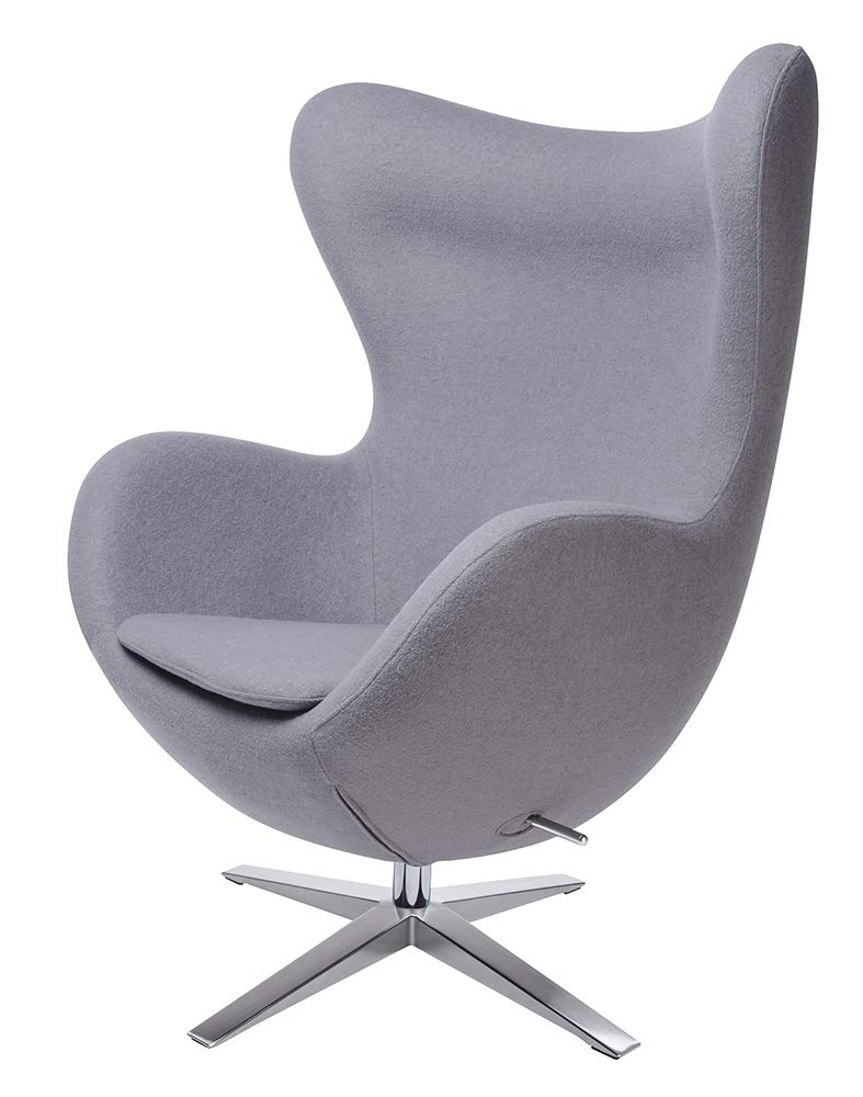 furnigo | Fauteuil design en forme d'œuf, reproduction, intemporel, plusieurs couleurs, tissu de laine (gris)