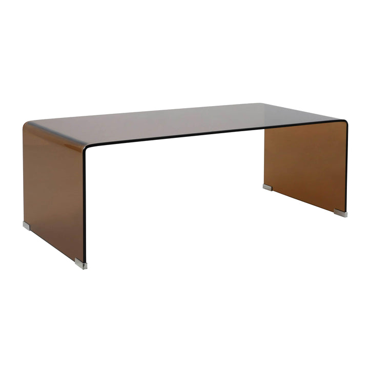 Oviala Table Basse rectangulaire L110 cm en Verre trempé Marron Oviala Table Basse rectangulaire L110 cm en Verre trempé Marron