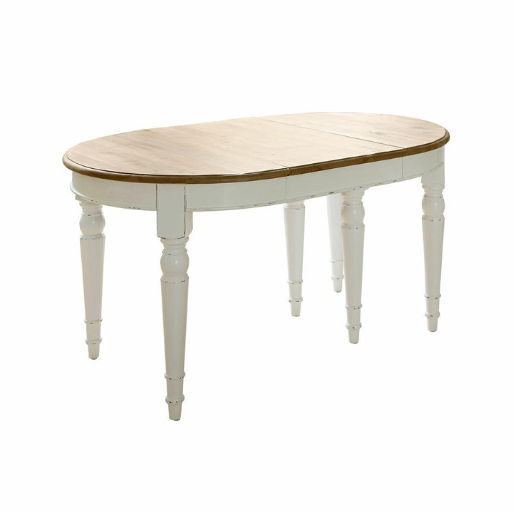 Loberon Table à manger Pinecrest, style maison de campagne, design rond, flexible, extensible grâce à 2 plaques supplémentaires, charme rustique, table de salle à manger, bois de sapin, bois de Loberon Table à manger Pinecrest, style maison de campagne, design rond, flexible, extensible grâce à 2 plaques supplémentaires, charme rustique, table de salle à manger, bois de sapin, bois de