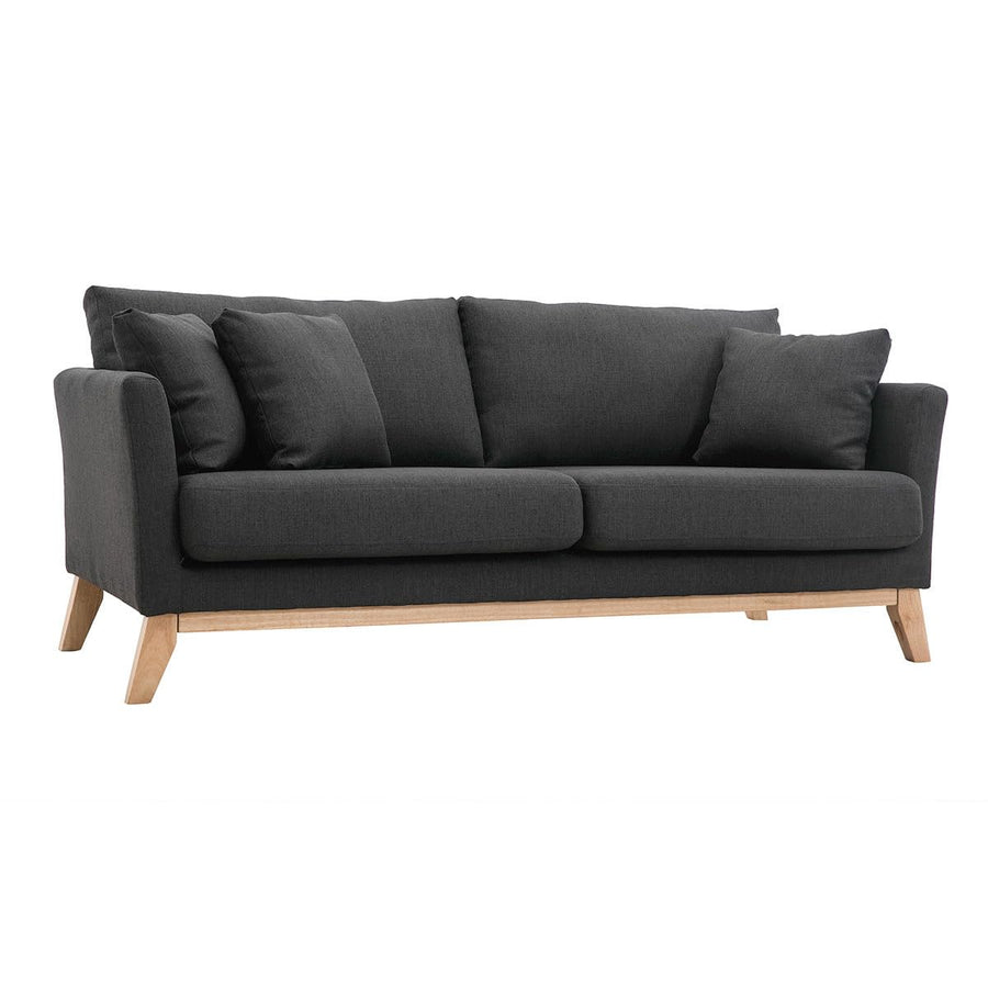 Miliboo Canapé scandinave déhoussable 3 Places en Tissu Gris foncé et Bois Clair Oslo Miliboo Canapé scandinave déhoussable 3 Places en Tissu Gris foncé et Bois Clair Oslo