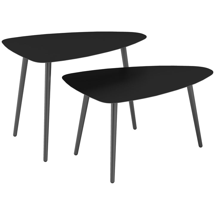 Outsunny Lot de 2 tables basses de balcon en acier - Résistantes aux intempéries - Design géométrique - Pour extérieur, jardin, terrasse, balcon - Noir Outsunny Lot de 2 tables basses de balcon en acier - Résistantes aux intempéries - Design géométrique - Pour extérieur, jardin, terrasse, balcon - Noir