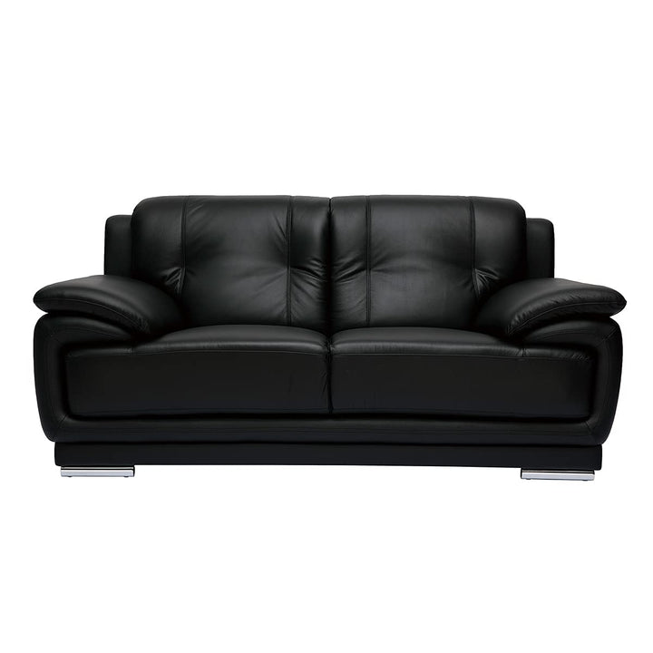 Miliboo Canapé Design 2 Places en Cuir Noir et Acier chromé Tamara
