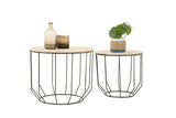 LIFA LIVING Tables Gigognes Bois & Metal Rondes, Table Basse Lot de 2, Petite Table Basse Gigogne Design Industriel, Tables d'Appoint pour Salon & Chambre