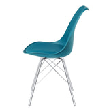 SAMPUR - Chaise Épura Design Rétro Scandinave de Salle à Manger et Bureau | Siège de Salon avec Coussin Intégré | Rembourrée avec Pieds en Acier - Bleu Canard