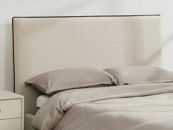 Vente-unique-Tête de lit déhoussable 150 cm - Coton et Lin - Beige et Noir - CHESMA