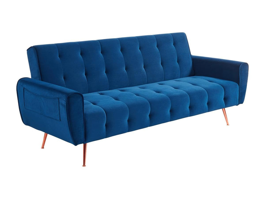 Vente-unique - Canapé 3 Places Convertible clic-clac en Velours POLANI - Bleu Roi Vente-unique - Canapé 3 Places Convertible clic-clac en Velours POLANI - Bleu Roi