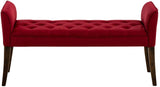 CLP Banquette Cleopatra en Tissu I Banc Rembourré avec Accoudoirs Style Chesterfiled I Piétement en Bois I Banquette Capitonnée 133 x 64 x 43cm, Couleur:Rouge, Couleur du Cadre:Antique foncé