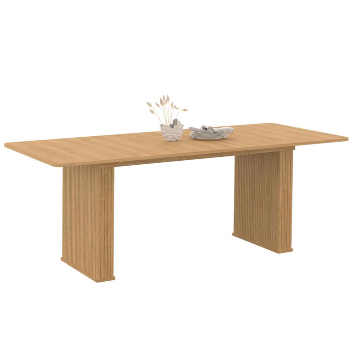 IDMarket - Table à Manger Extensible Rectangle Juliette 6-10 Personnes Pieds Lattes tasseau Bois Coloris chêne 160-200cm