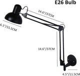 Applique murale industrielle noire à bras pivotant réglable à bras long, lampe en aluminium à double bras pliant for travail d'architecte, éclairage mural for chambre à coucher, lecture, salon, bureau