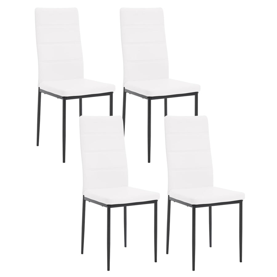 WOLTU Chaise Salle à Manger Lot de 4, Chaise Cuisine avec Dossier Haut, Siège Rembourré en Similicuir, Pieds en Métal, Design Moderne, pour Salon, Cuisine, Salle à Manger, Blanc, EZS46ws-4