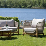 AltoBuy LORIENA - Fauteuil de Jardin en Acacia et Corde Beige avec Coussins