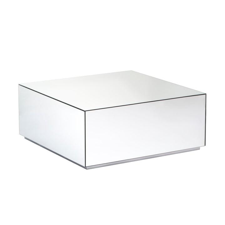 My Furniture Table Basse Miroir – Design carré Contemporain – Fini en Verre réfléchissant – Base argentée élégante – Pièce de Luxe pour espaces de Vie Modernes – Miroir extrêmement résistant.