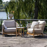 AltoBuy LORIENA - Fauteuil de Jardin en Acacia et Corde Beige avec Coussins