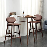 Hwsy Tabourets de Bar en Bois Massif Simples et Modernes, Pieds en Noyer avec siège en PU, Chaise de Petit-déjeuner à Dossier, Hauteur d'assise 75 cm (Couleur: Noir) Interesting