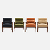 sweeek - Fauteuil scandinave Bois d'hévéa et Velours Kaki