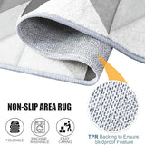 Tapis de Salon Géométrique Forme en V Triangle - Grand Tapis Lavable Super Doux et Antidérapant, Moquette Poil Ras Chambre, pour Manger, l'entrée et la Cuisine, 160x230 cm, Gris