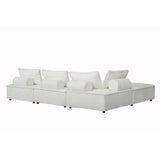 CONCEPT USINE | Canapé d'angle Modulable 4 Places STAVA | Velours Texturé Blanc | Élégant et Confortable | Design Moderne | Assise Spacieuse et Moelleuse | Structure Robuste Bois Massif | Idéal Salon