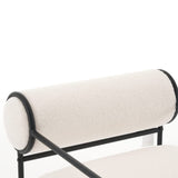 Mingone Fauteuil Salon Design Fauteuil Laine en Métal avec Dossier Confortable Chaise D'appoint avec Accoudoirs Chaise Rembourré pour Salon Chambre, Blanc
