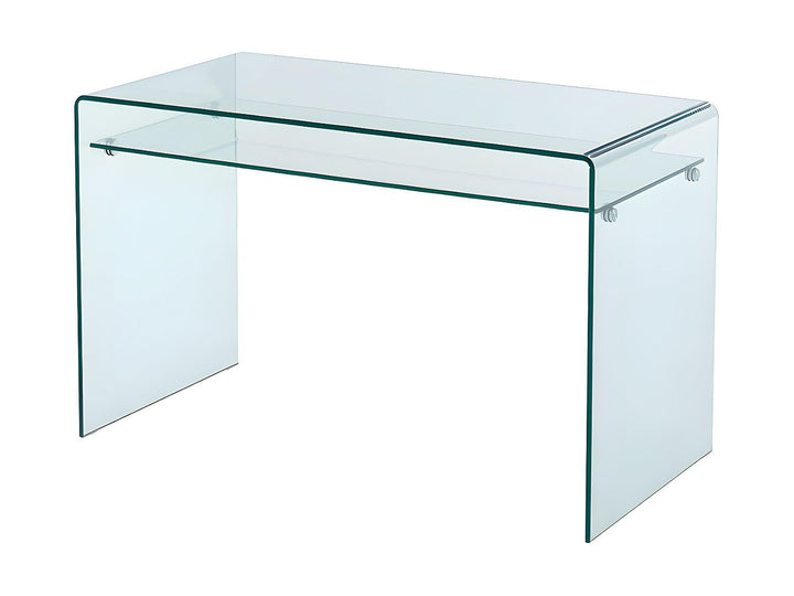 Vente-unique - Bureau STILEOS - 1 Niche - Verre trempé - avec Rangement Vente-unique - Bureau STILEOS - 1 Niche - Verre trempé - avec Rangement