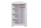 Inter Link – Armoire fonctionnelle – 2 portes – 5 niches – Avec penderie – Armoire en pin massif – Blanc vernis – Largeur :104cm Profondeur :56cm Hauteur : 180cm – Hedda