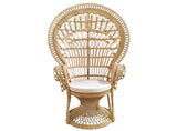 Fauteuil Emmanuelle H.147 cm en rotin tressé avec Un Coussin Blanc - Peacock