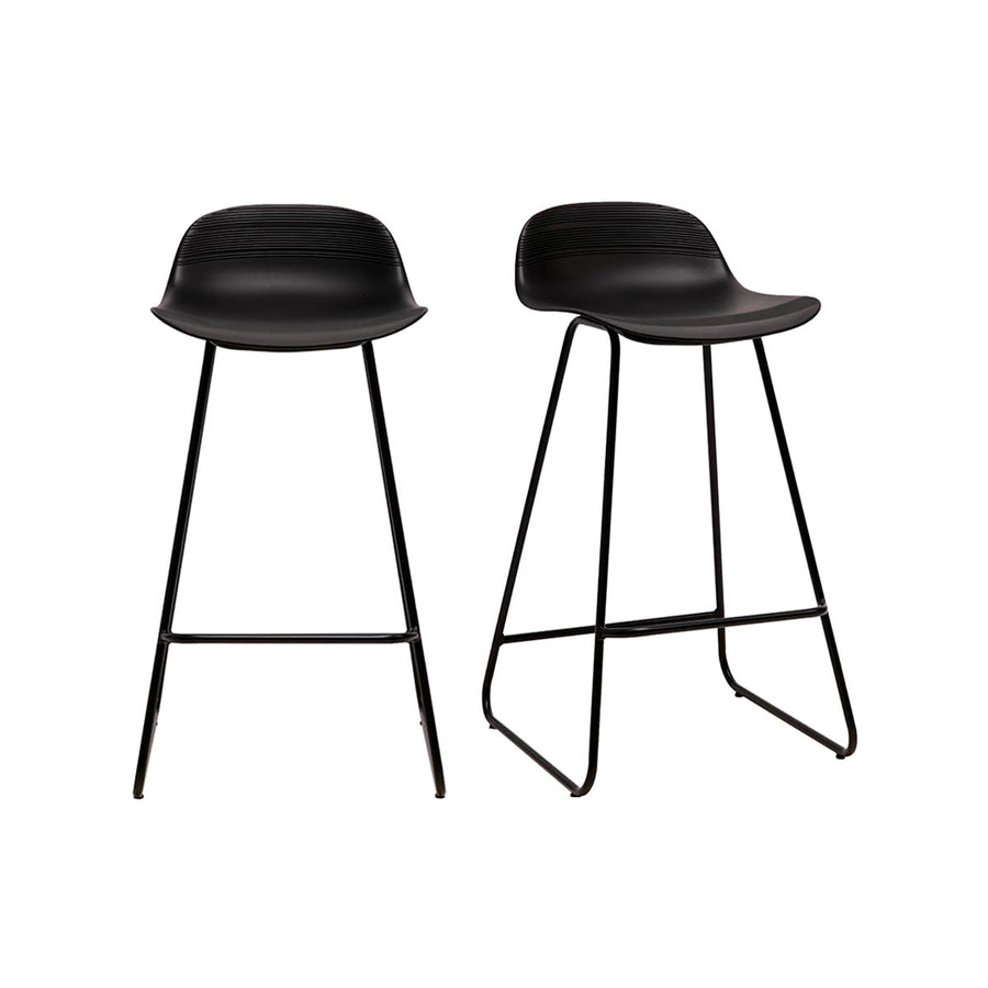 Miliboo Tabourets de Bar Design Noirs H65 cm (Lot de 2) Ella Miliboo Tabourets de Bar Design Noirs H65 cm (Lot de 2) Ella