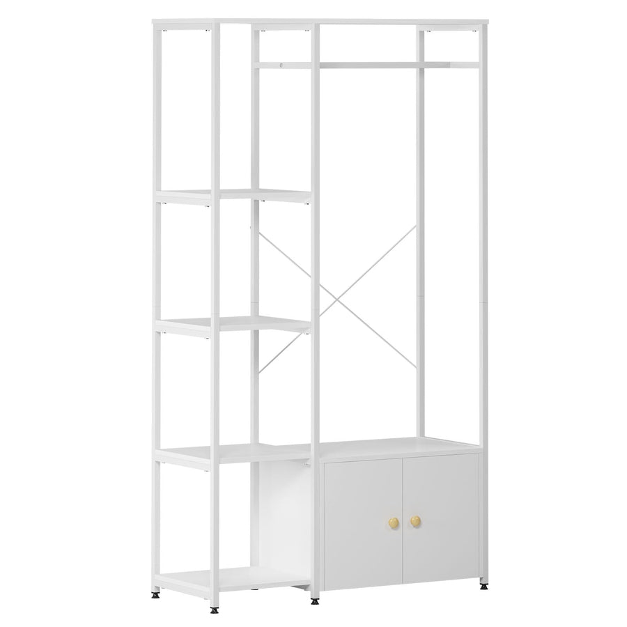 SogesHome Porte-manteau autoportant - Avec armoire de rangement - Pour chambre à coucher - Entrée - Blanc