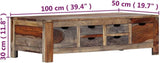 vidaXL Table Basse Table d’Appoint Table de Salon Bout de Canapé Rangement Maison Intérieur Salle de Séjour 100x50x30 cm Bois de Sesham Massif