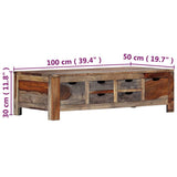 vidaXL Table Basse Table d’Appoint Table de Salon Bout de Canapé Rangement Maison Intérieur Salle de Séjour 100x50x30 cm Bois de Sesham Massif