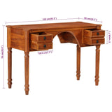 vidaXL Bureau avec Tiroirs, Table d'Écriture avec Poignée, Bureau d'Ordinateur avec Rangement, Décoration de Salon, Bois d'Acacia Solide