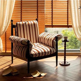 Fauteuil Moderne en Lin Rayé, Petit Fauteuil Rembourré avec Pieds en Bois, pour Chambre et Lecture(Red)
