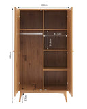 BAÏTA Armoire INES Effet chêne et cannage rotin 2 Portes