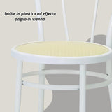 Tomaino - Chaise de cuisine en fer avec assise en paille - Ensemble de chaises de salle à manger Vienne pour restaurant, bar, Osteria, Trattoria Model Thonet, Bistrot (4, Blanc)
