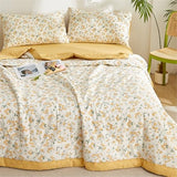 Odot Couvre Lit Matelassé 2 Personnes Été Réversible Dessus de Lits et Couvre-Lits Boutis Doux et Confortable Coton Jeté de Lit Matelassage Jeté de Canapé (Jaune,150x200cm)