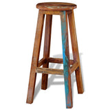 LoogCape Tabouret de bar en bois vieilli massif 75 cm de haut avec repose-pieds, tabouret de comptoir, tabouret de bistrot, tabouret de cuisine, tabouret de cuisine, tabouret de cuisine, salle à